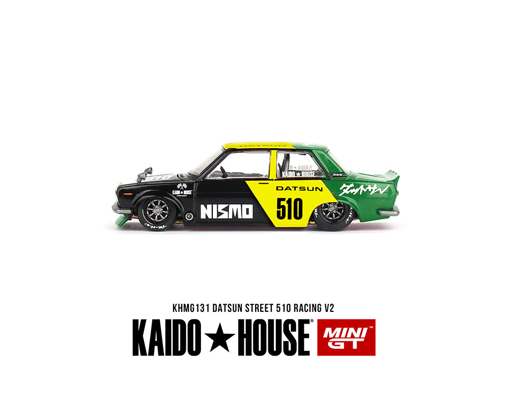 Kaido House x Mini GT 1:64 Datsun Street 510 Racing V2 – Black Yellow Green