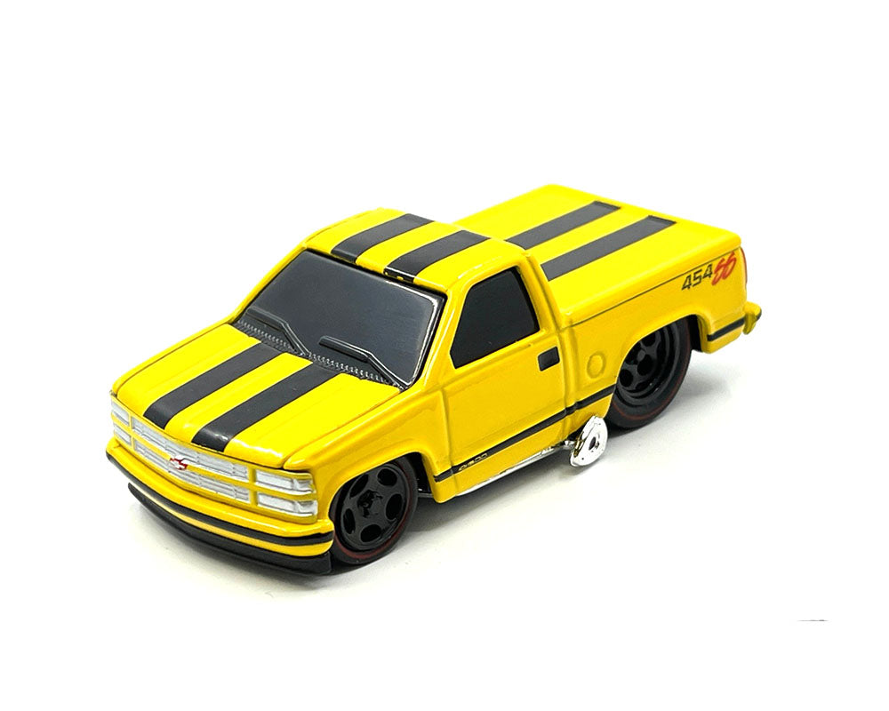 Muscle Machines 1:64 1993 Chevrolet 454 SS Pickup Truck Limited Edition – Yellow with Black Stripes – Mijo Exclusives