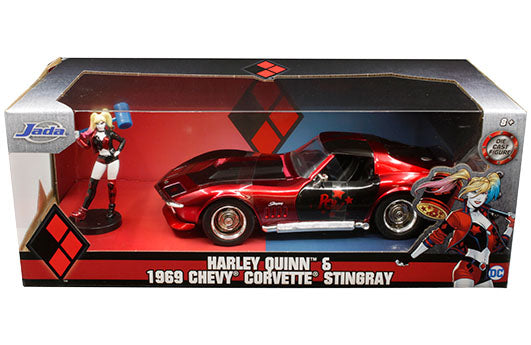 JADA TOYS HOLLYWOOD RIDES HARLEY QUINN AND 1969 CHEVY CORVETTE STINGRAY