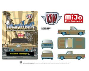 M2 MACHINES MIJO EXCLUSIVE LOWRIDER SERIES 1973 CHEVY CHEYENNE SUPER 10 GOLD