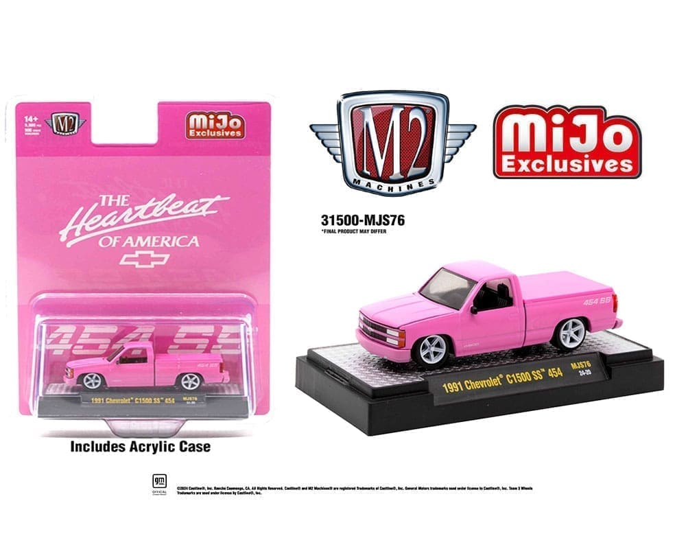 M2 Machines 1:64 1991 Chevrolet C1500 454SS – Pink – Mijo Exclusive