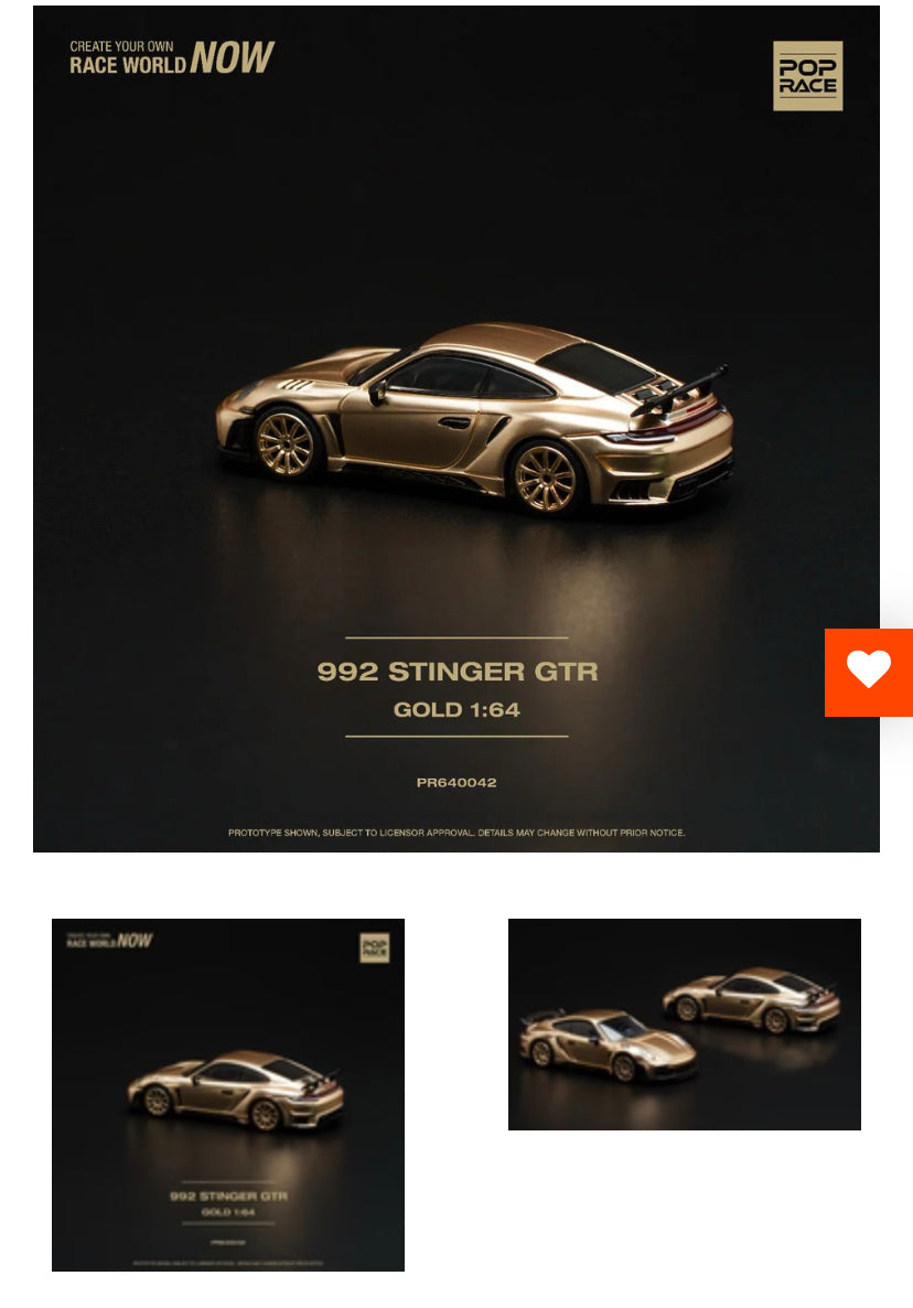 PREORDER POPRACE 1/64 992 Stinger GTR - Gold PR640042 (Approx. Release Date: Q1 2024