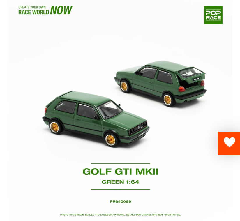 POPRACE 1/64 Golf GTi MKII - Oak Green PR640099 IN STOCK