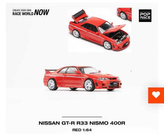 POPRACE 1/64 Nissan GT-R R33 NISMO 400R - Super Clear Red PR640091 IN STOCK