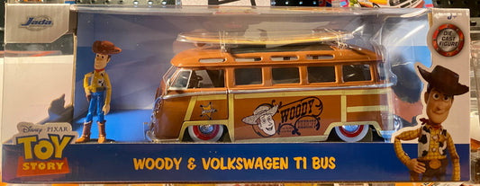 JADA TOYS HOLLYWOOD RIDES TOY STORY WOODY AND VOLKSWAGEN T1 BUS 1/24 WITH WOODY