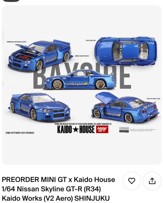 PREORDER MINI GT x Kaido House 1/64 Nissan Skyline GT-R (R34) Kaido Works