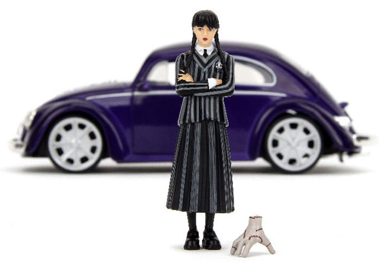 JADA HOLLYWOOD RIDES WEDNESDAY ADDAMS 1959 VW BEETLE FEATURING WEDNESDAY AND THING